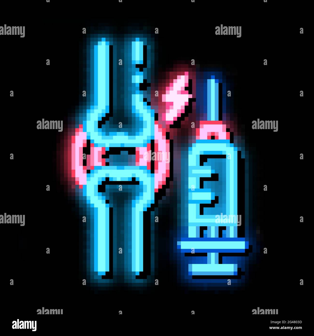preventive injection for arthritis neon glow icon illustration Stock ...