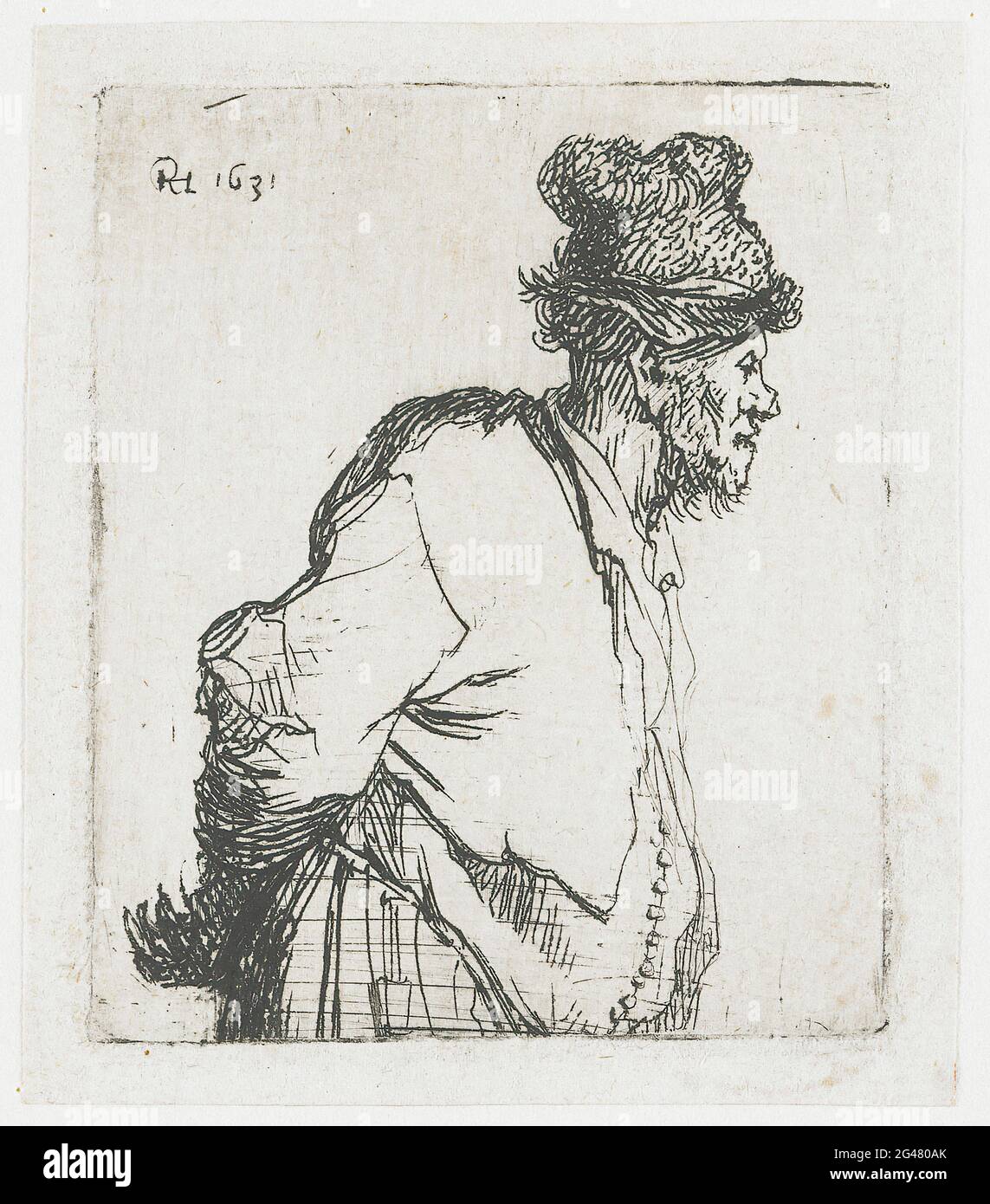Rembrandt Harmenszoon Van Rijn -  Peasant with His Hands Behind His Back 1631 Stock Photo