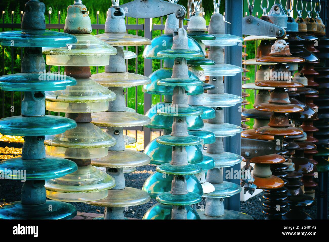 Insulator, porcelain insulators and ceramic insulators, old Stock Photo