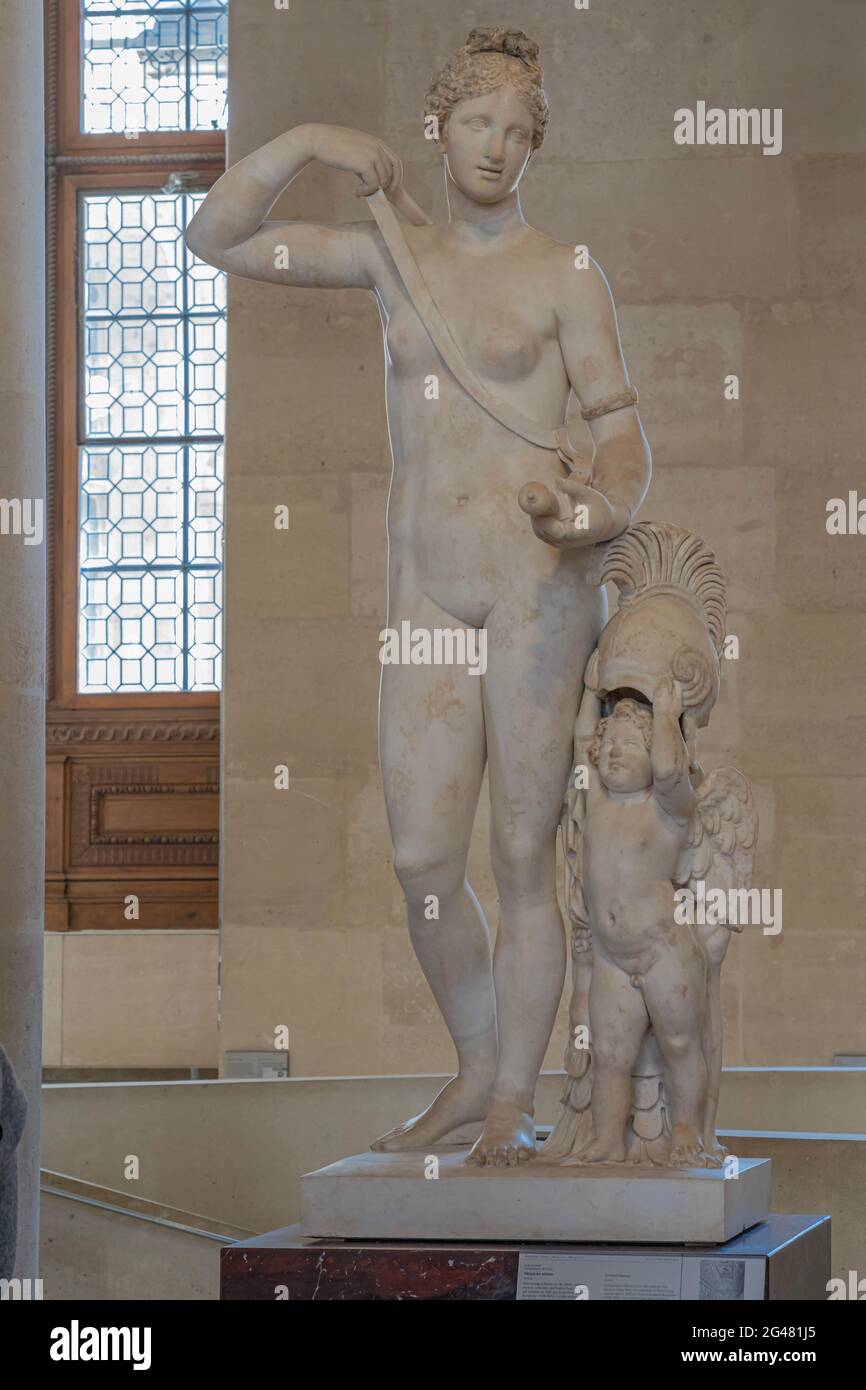 Paris, France - 21 05 2021: Louvre Museum. Denon wing. Armed Venus sculpture Stock Photo