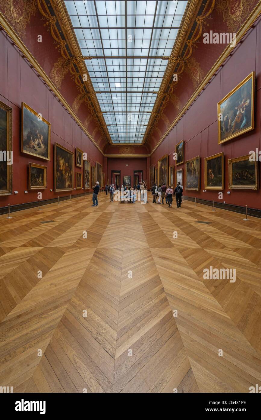 Paris, France 21 05 2021 Louvre Museum. Denon wing. The alleys with