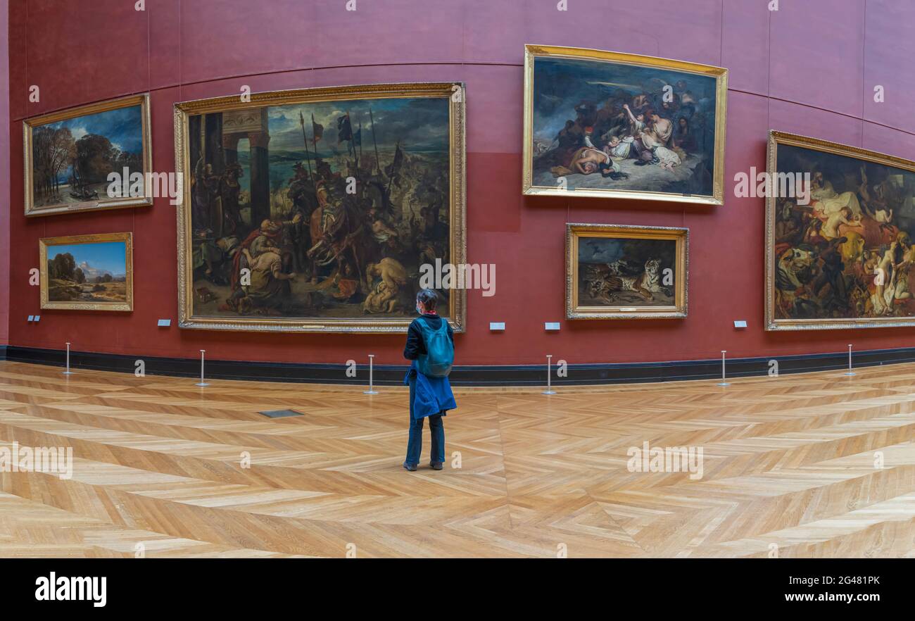 Paris, France 21 05 2021 Louvre Museum. Denon wing. The alleys with