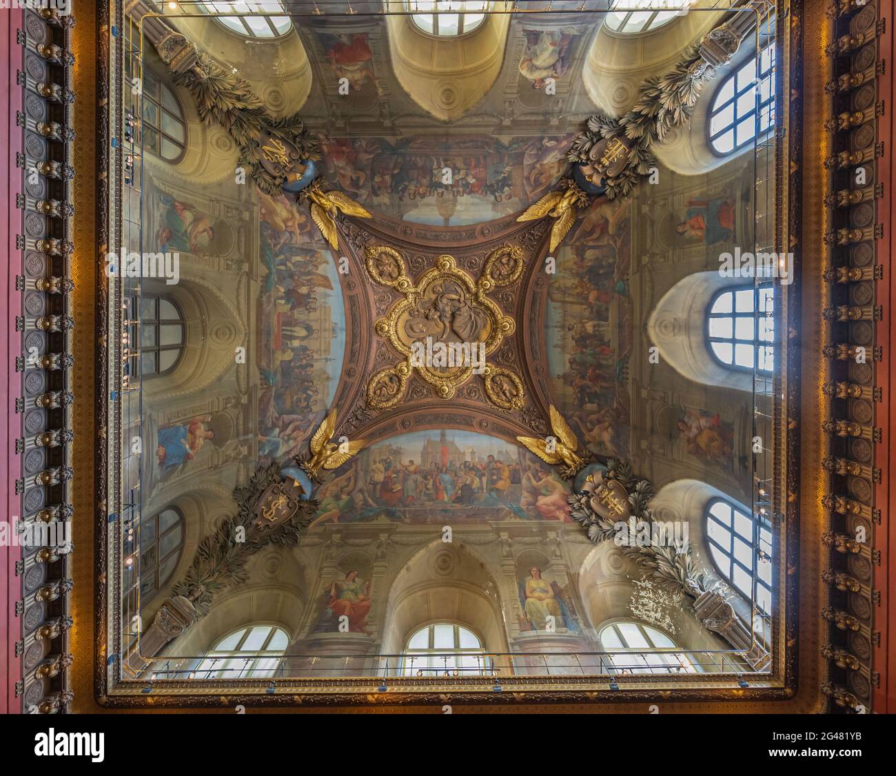 Paris, France 21 05 2021 Louvre Museum. Denon wing. The alleys with