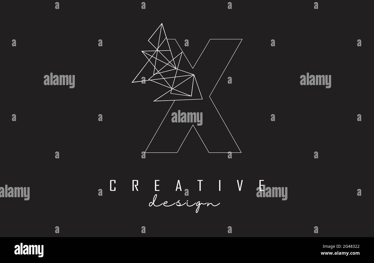 Outline Letter X logo design with broken stone detail. Vector ...
