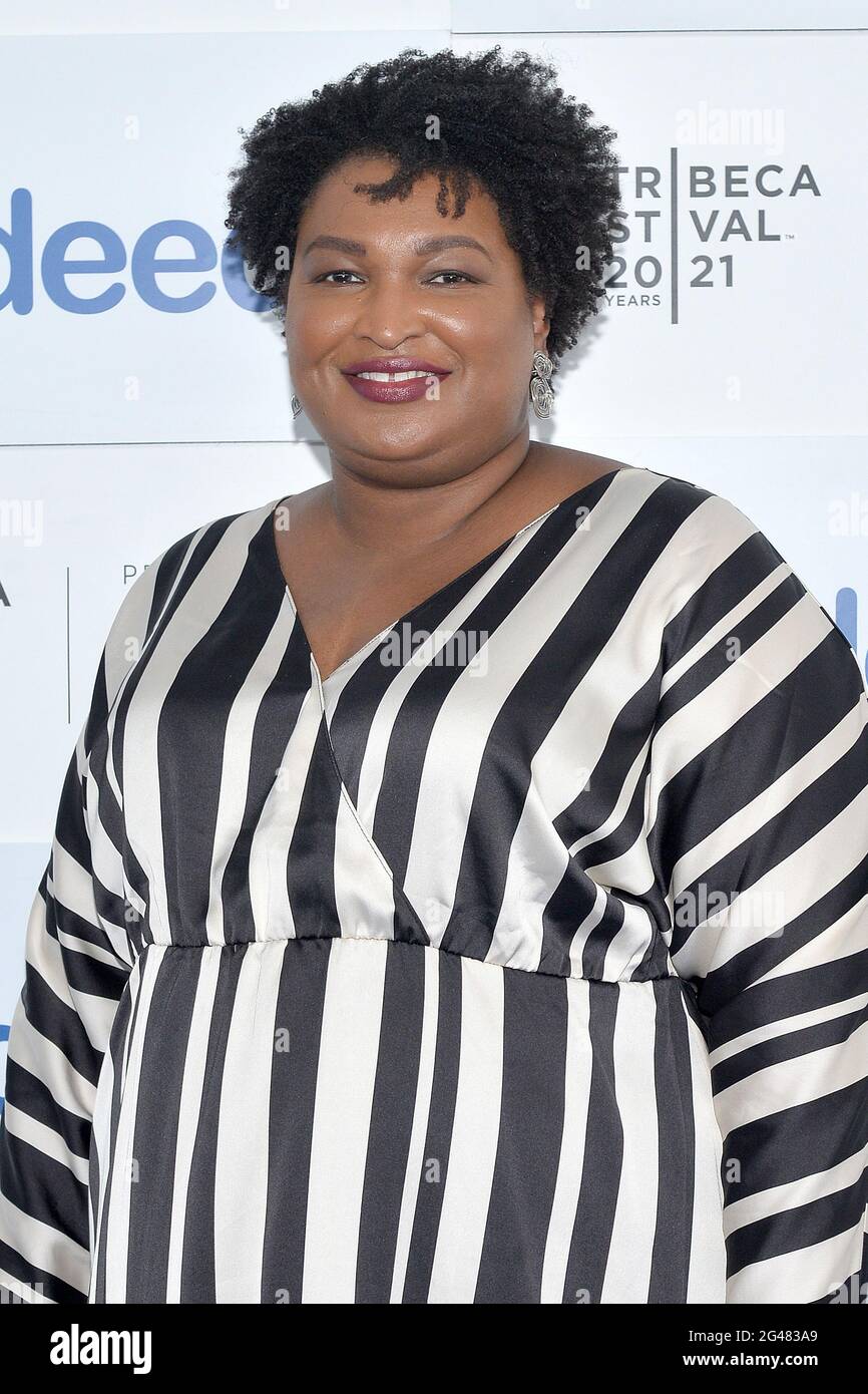 Politician Stacey Abrams attends the “Harry Belafonte Voices For Social Justice Award” photocall at Battery Park during the 2021 Tribeca Festival in New York, NY, June 19, 2021. (Photo by Anthony Behar/Sipa USA) Stock Photo