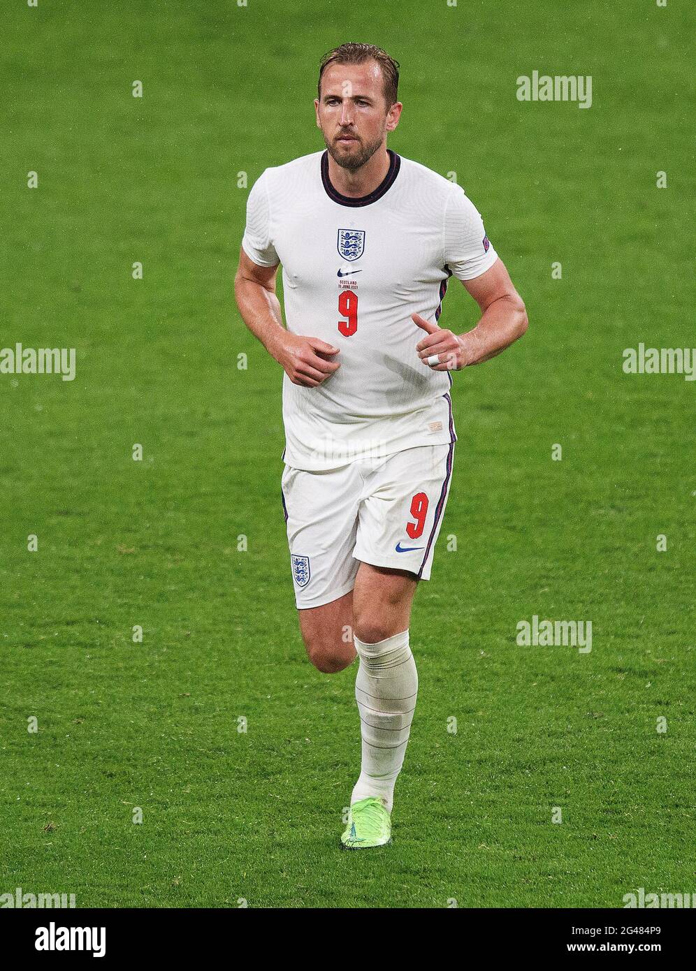 18th June 2021 - England v Scotland - UEFA Euro 2020 Group D Match - Wembley - London  Harry Kane runs off as he is substituted by Gareth Southgate during England's match against Scotland in the UEFA European Championships 2020 Picture Credit : © Mark Pain / Alamy Live News Stock Photo