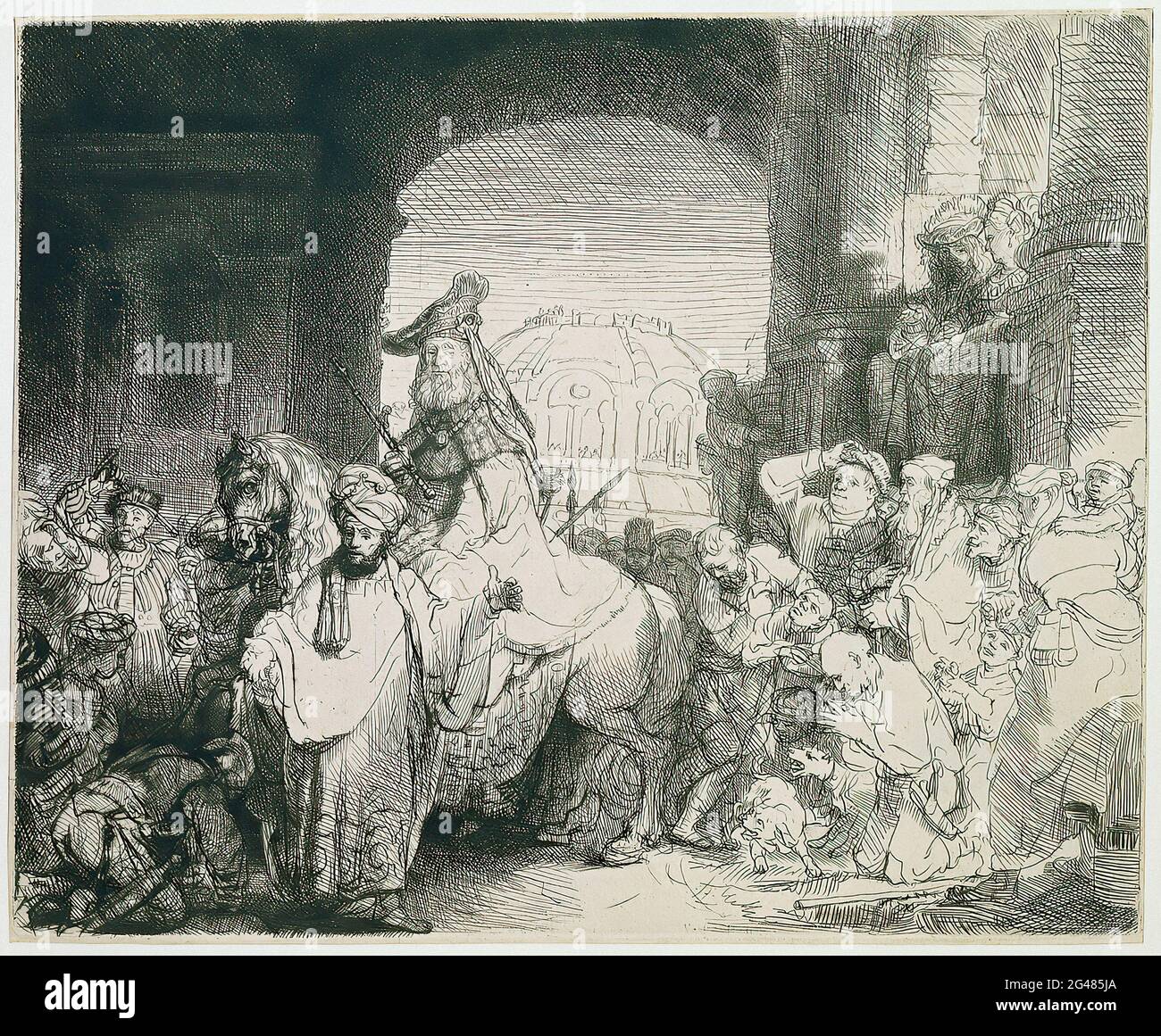 Rembrandt Harmenszoon Van Rijn -  Triumph Mordechai 1641 Stock Photo