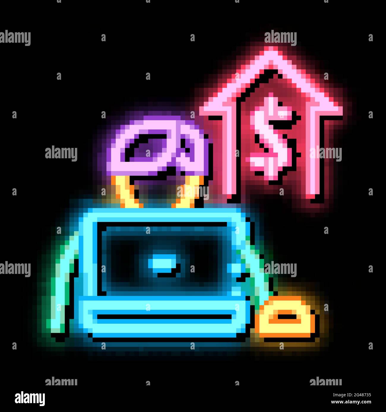 computer work realtor neon glow icon illustration Stock Vector Image ...