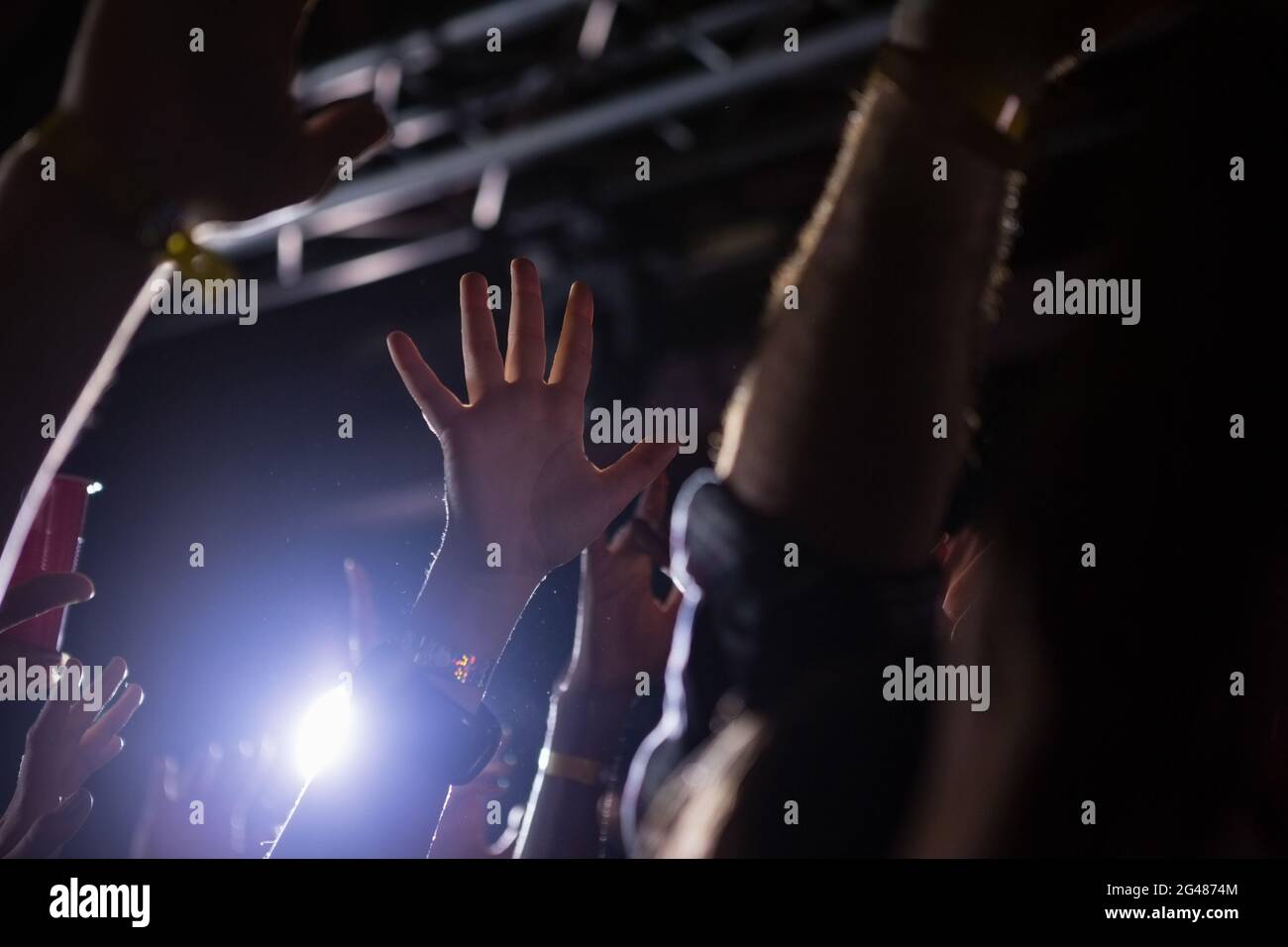 Crowd dancing at a rock concert Stock Photo