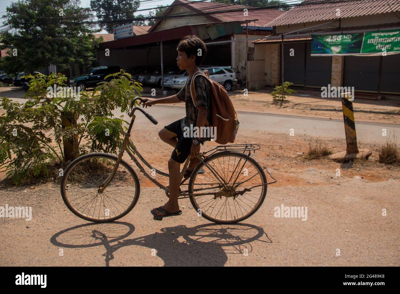 Siem Reap is the second largest Cambodian city after Phnom Penh. It owes its development essentially to tourism because it is the gateway to the temples of Angkor, one of the most visited tourist sites in the world. Cambodia. Stock Photo