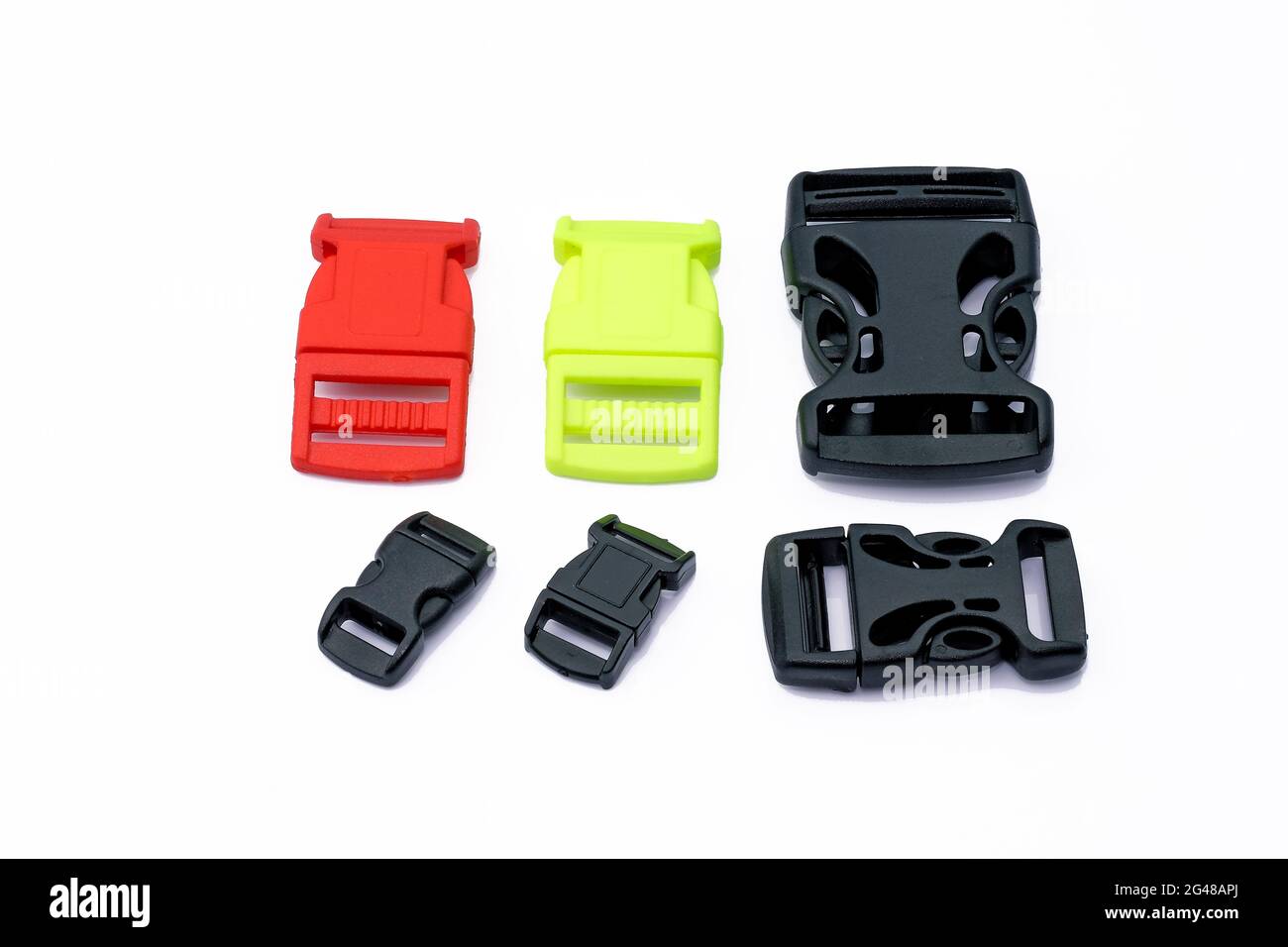 Plastic belt clips, length adjusters for plastic bags, different colors