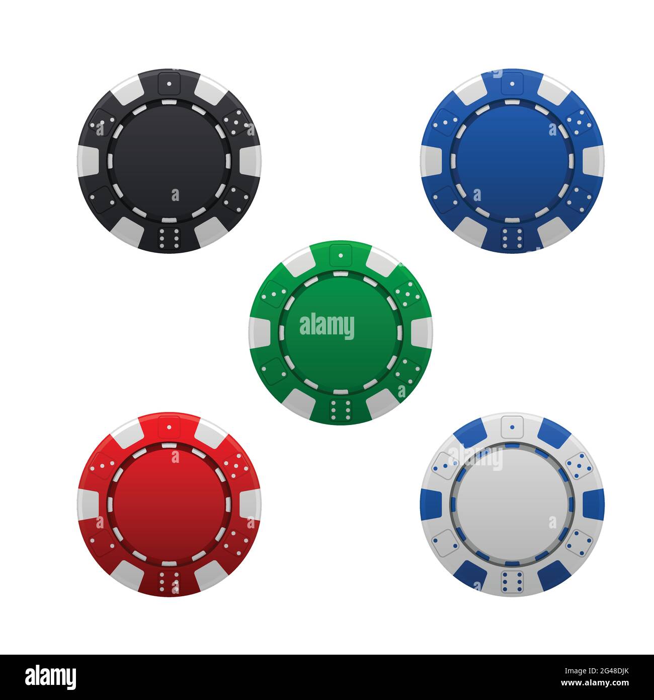 Isolated poker chips. Set of colored chips for poker and casino. Realistic  casino chips illustration on white background Stock Vector Image & Art -  Alamy