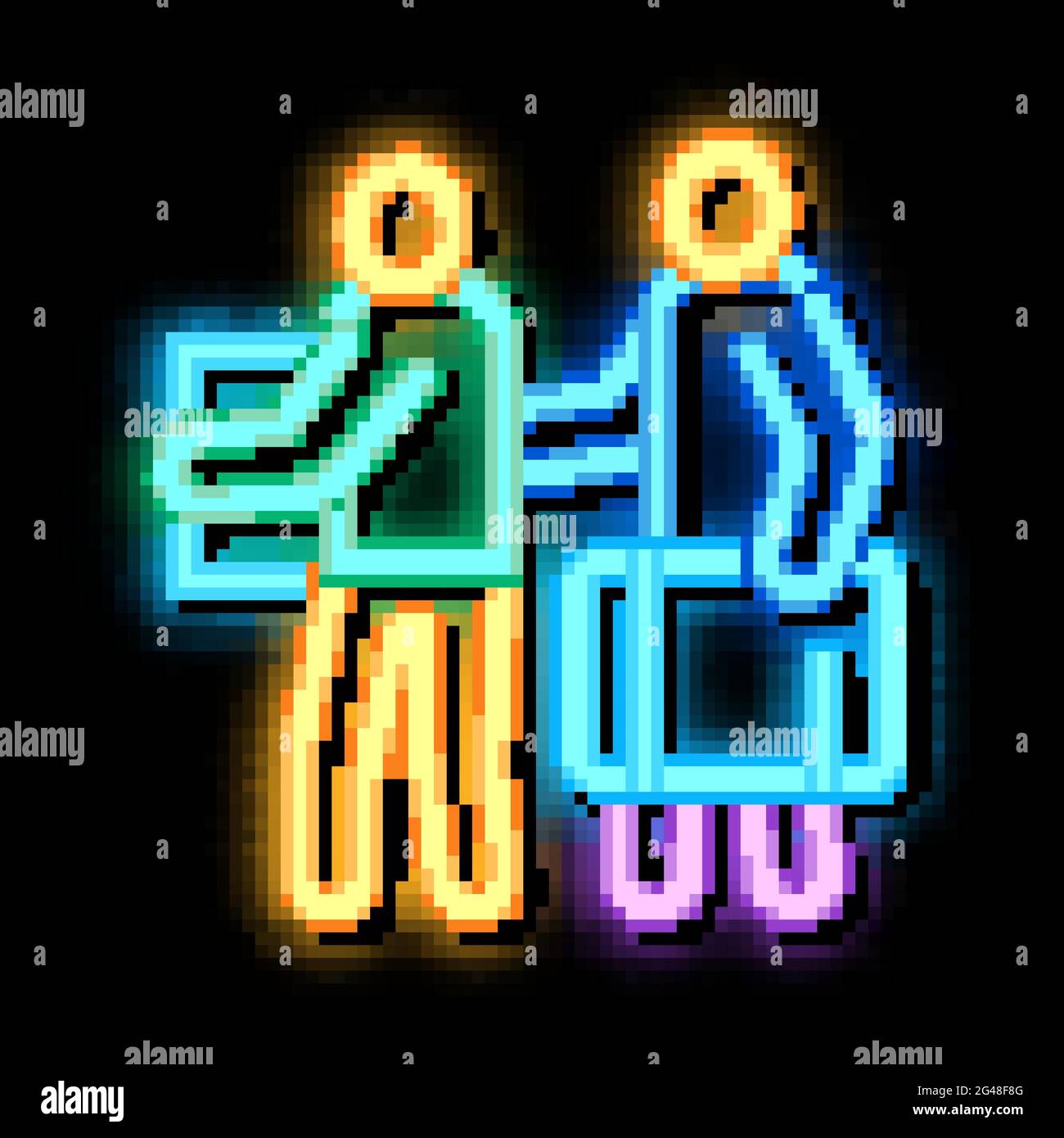 people with luggage neon glow icon illustration Stock Vector Image ...