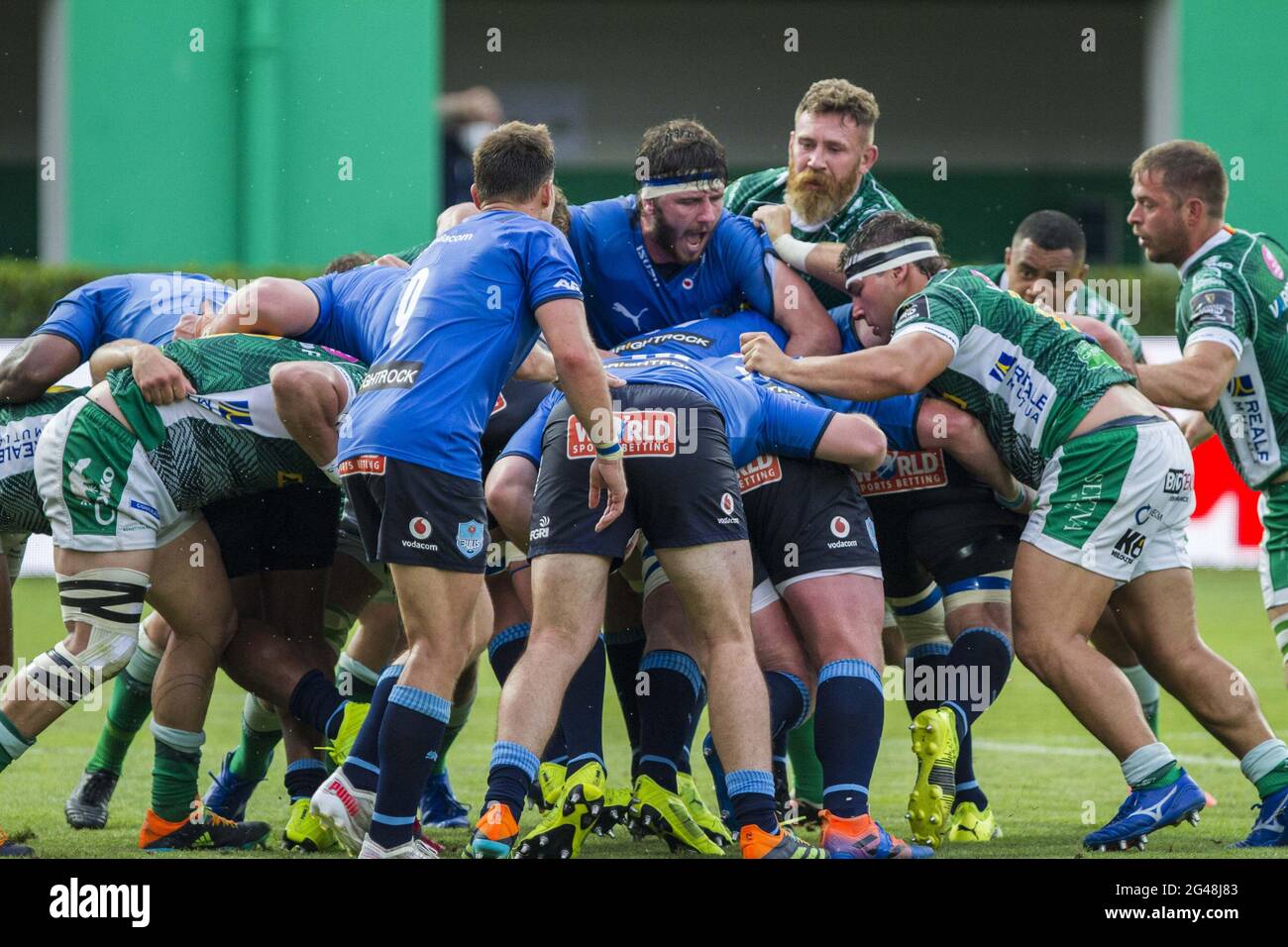 Treviso, Italy. 19th June, 2021. Ruan Nortje (Vodacom Bulls) during Rainbow  Cup 2021 Final - Benetton Treviso vs Vodacom Blue Bulls, Rugby Guinness Pro  14 match in Treviso, Italy, June 19 2021