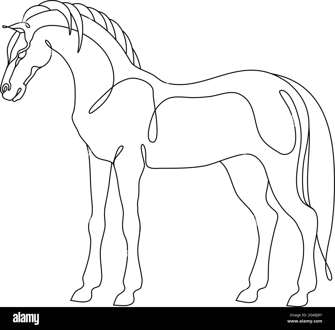 One line horse design silhouette. Hand drawn minimalism style vector illustration. Stock Vector