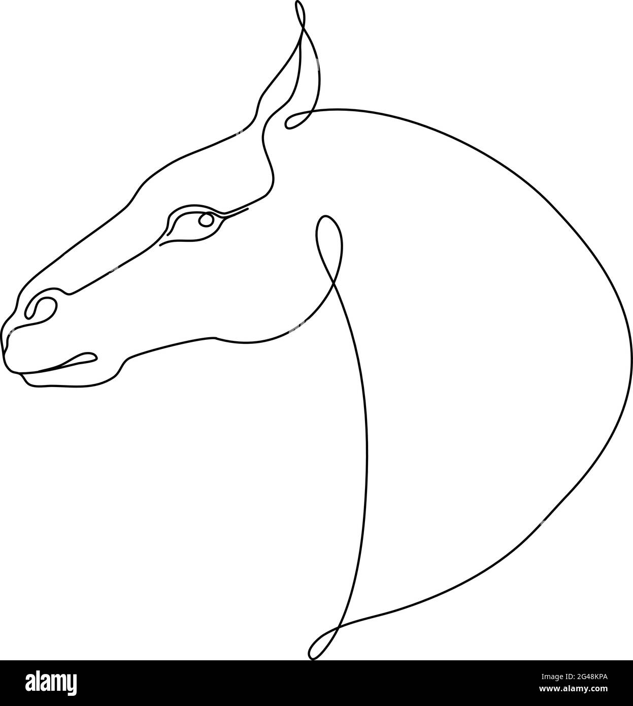 One line horse design silhouette. Hand drawn minimalism style vector illustration. Stock Vector