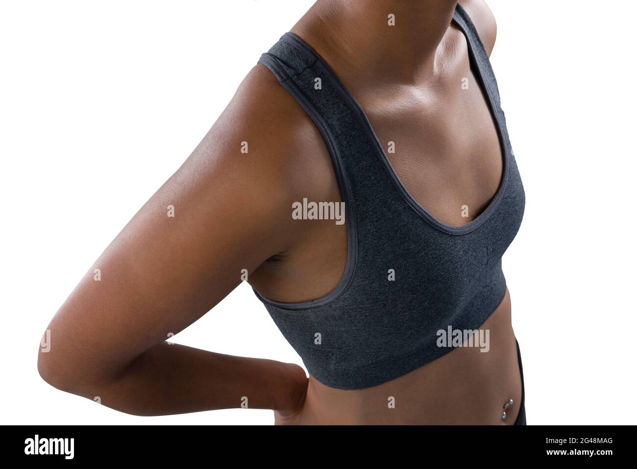 Female athlete wearing sports bra Stock Photo Alamy