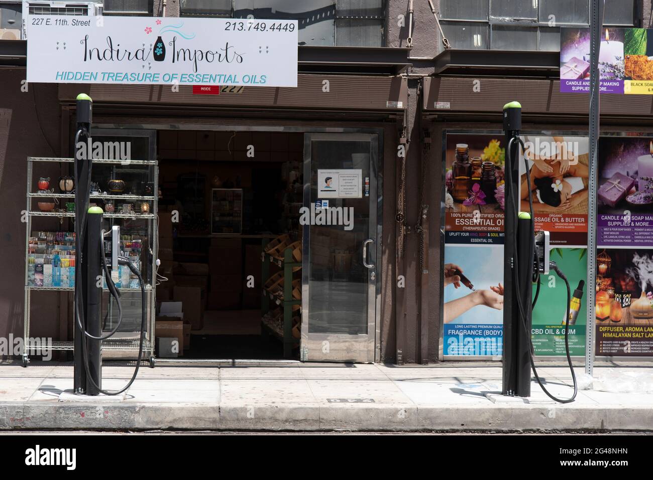 Los Angeles, CA USA May 13, 2021 Electric vehicle charging stations