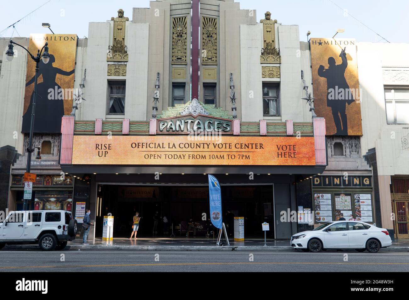 Hollywood, CA USA - November 2, 2020: Pantages Theater is an election polling place for the 2020 presidential election Stock Photo
