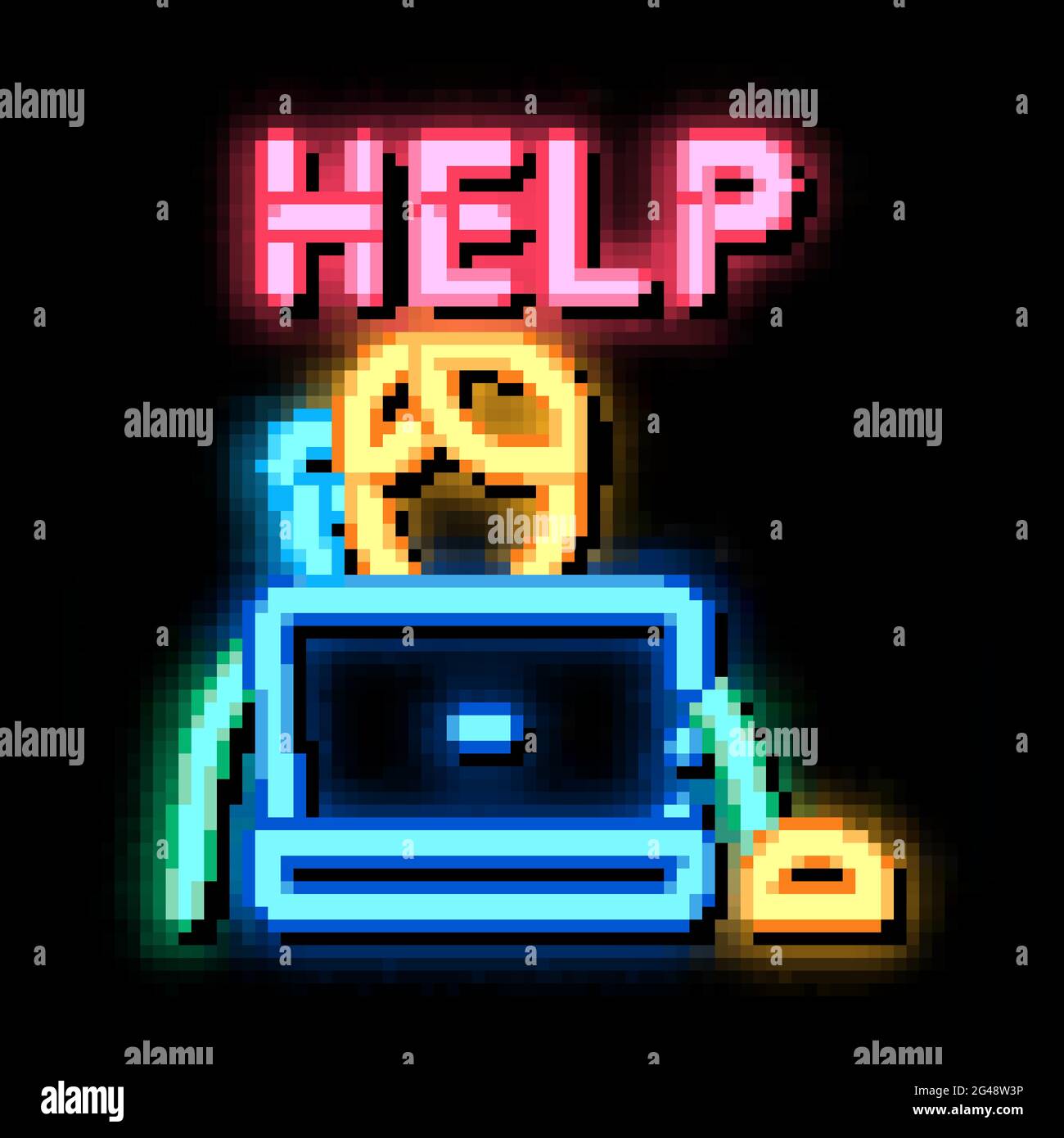 computer help service neon glow icon illustration Stock Vector Image ...