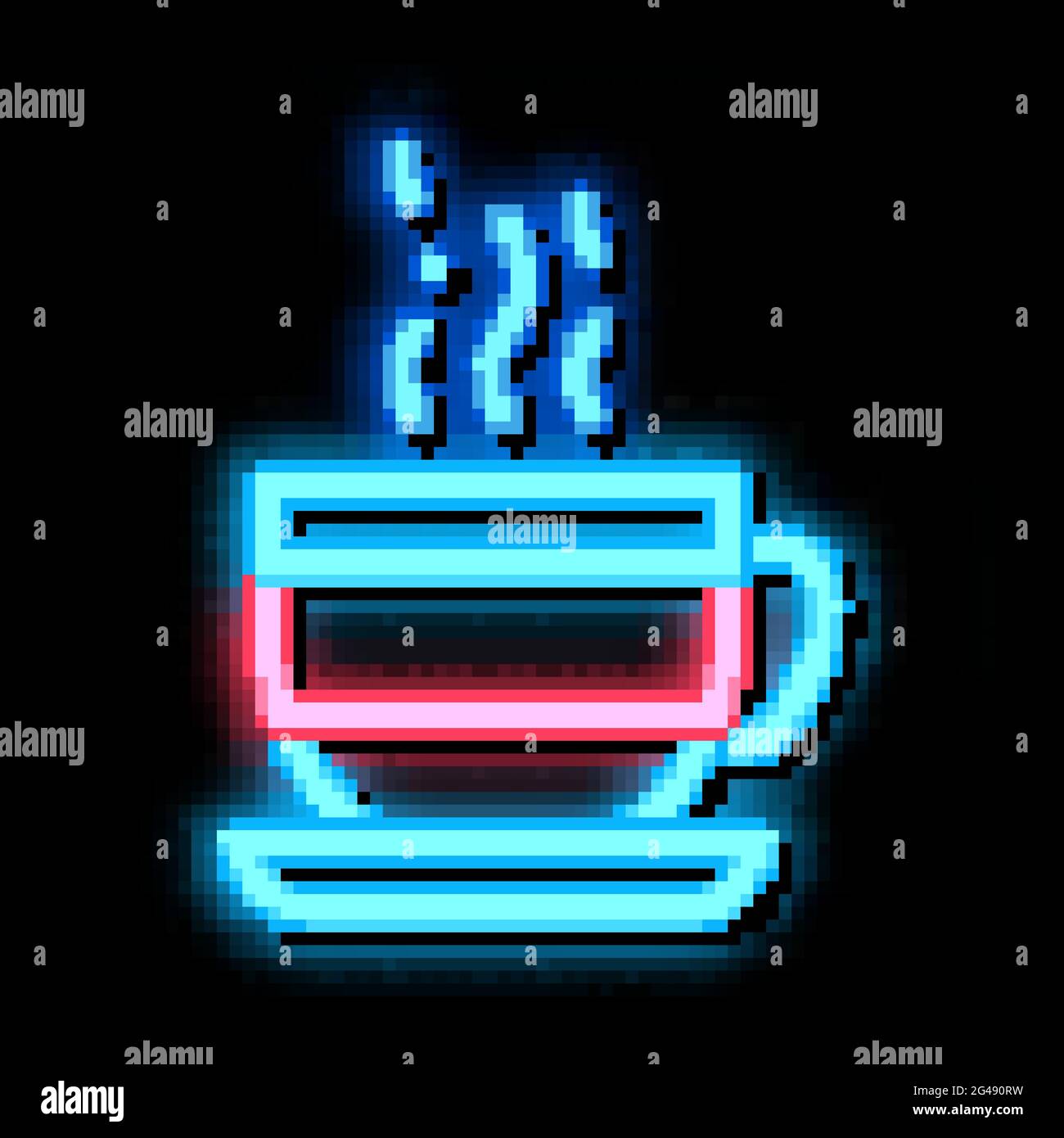 hot cup of tea neon glow icon illustration Stock Vector