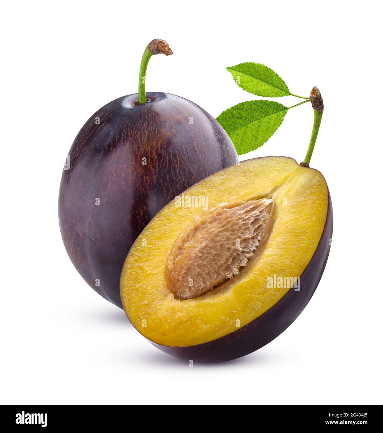 Plums isolated on white background with clipping path Stock Photo