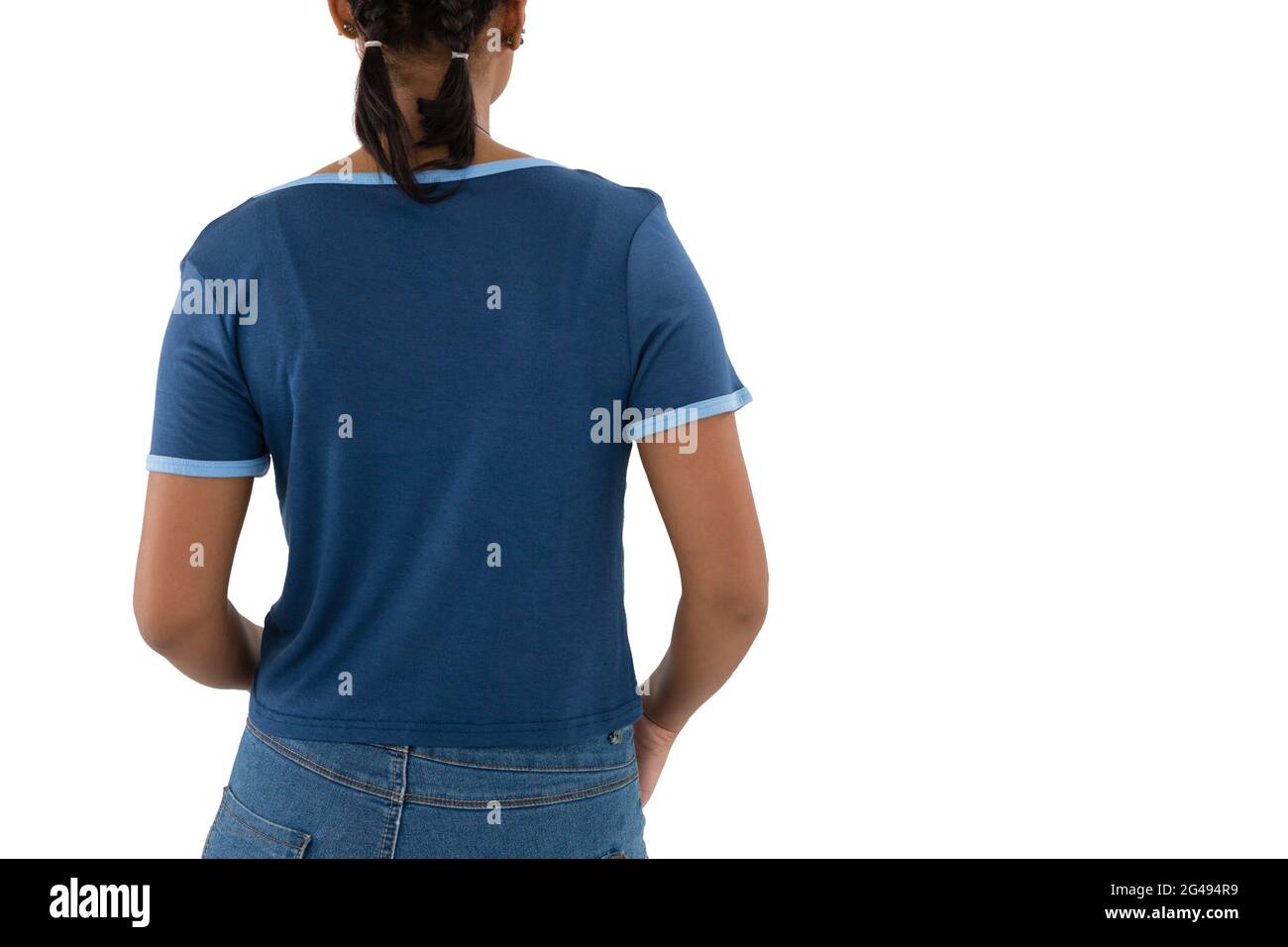 Trendy woman standing rear view hi-res stock photography and images - Alamy