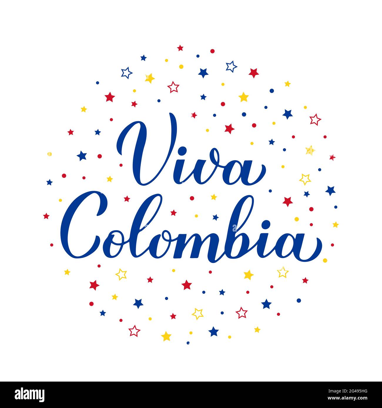 Viva Colombia Long Live Colombia lettering in Spanish. Colombian