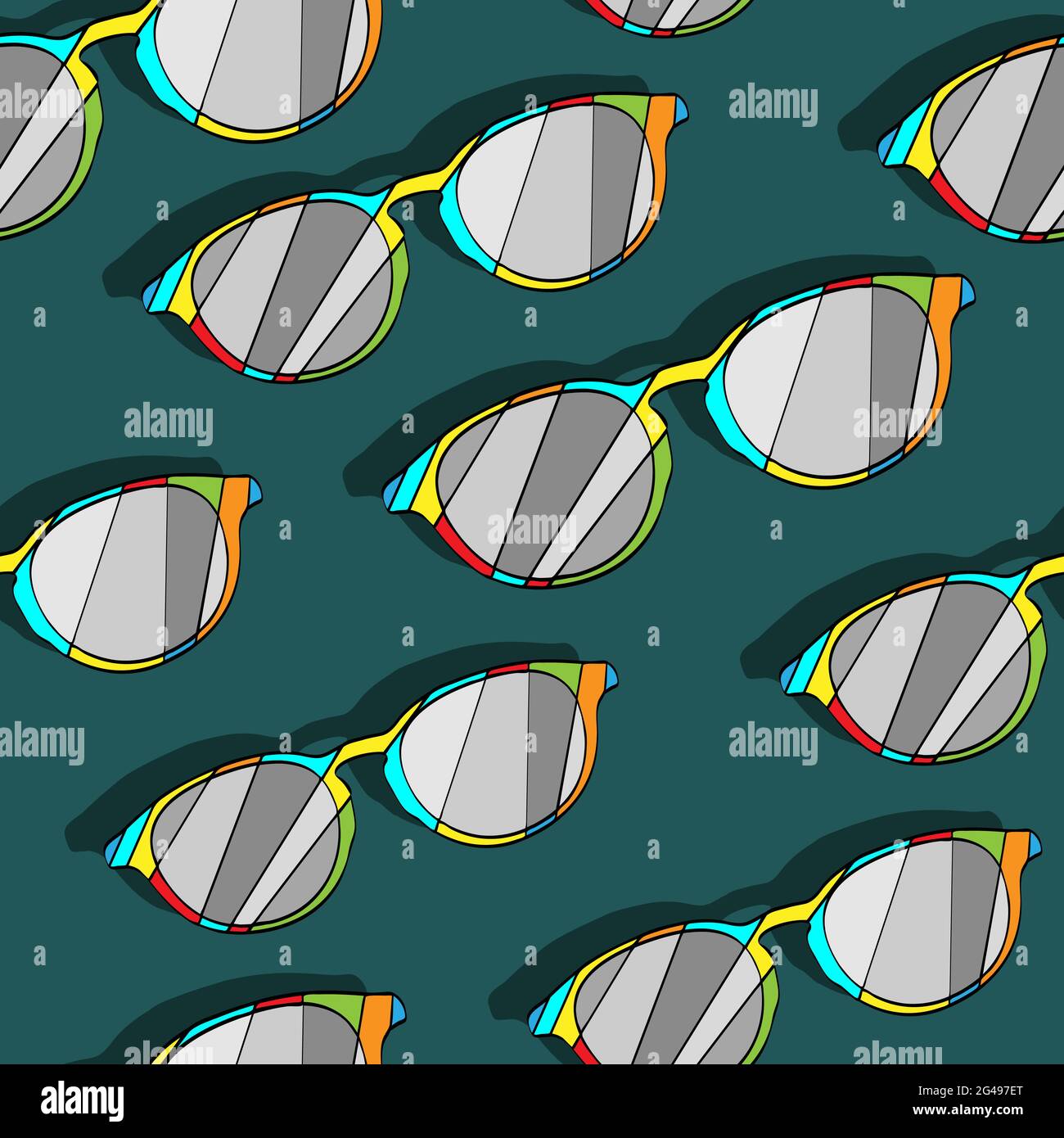 Set of man glasses on green. Seamless background. Vector illustration ...