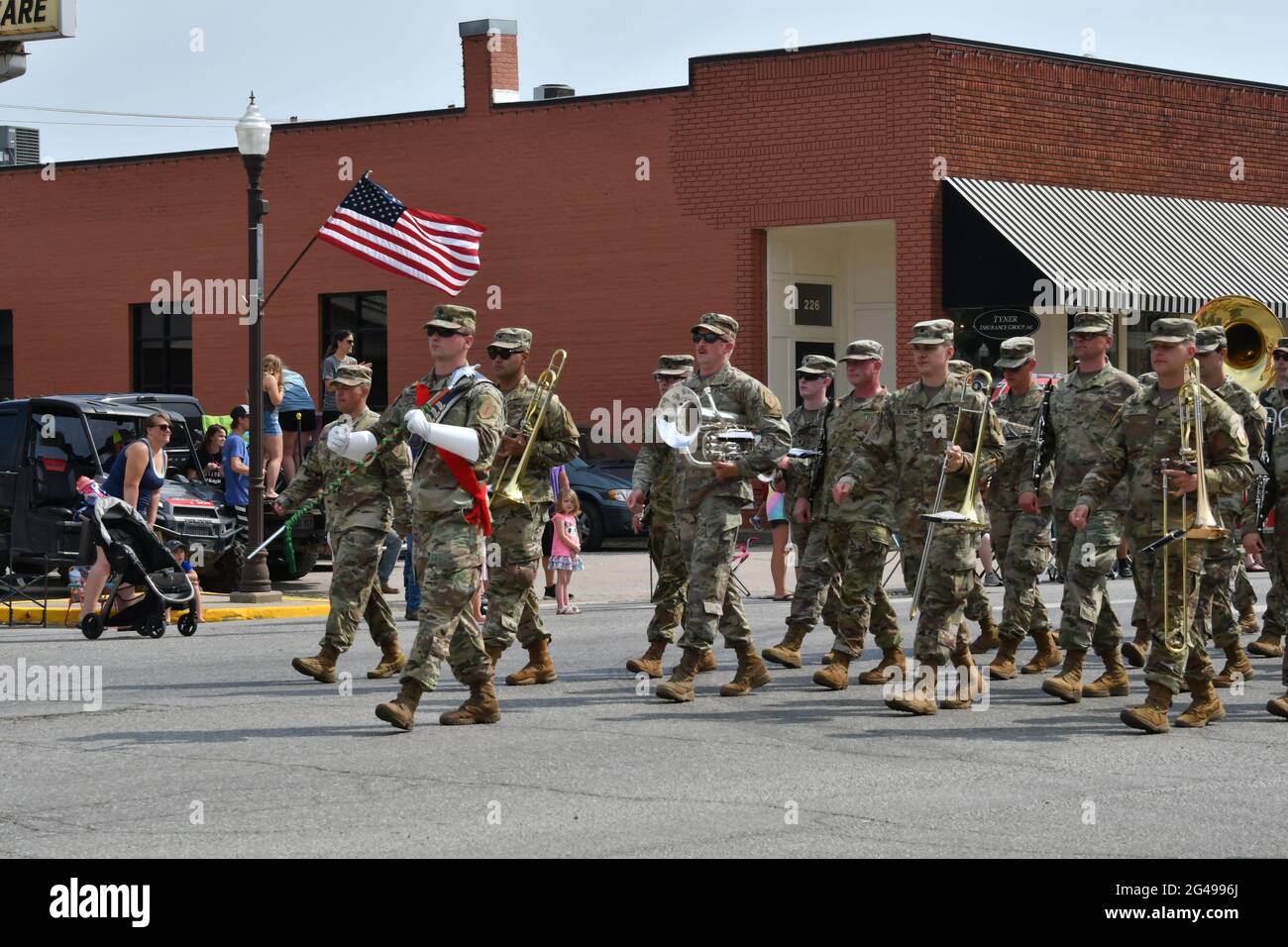The 1st Infantry Division Band from Fort Riley marches in the Council ...