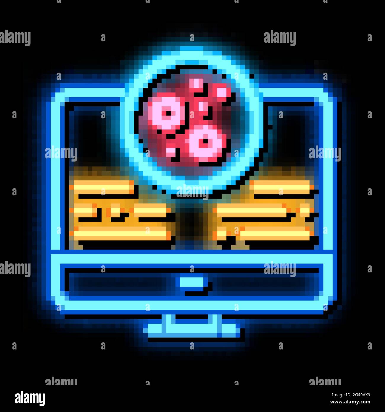 computer study of skin problems neon glow icon illustration Stock Vector