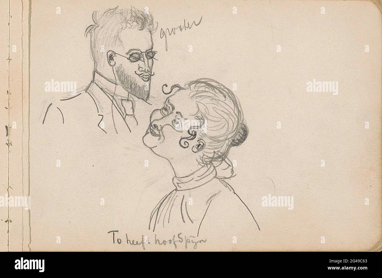 Caricatural Heads Of A Man And Woman The Man Wears Glasses Suit And 