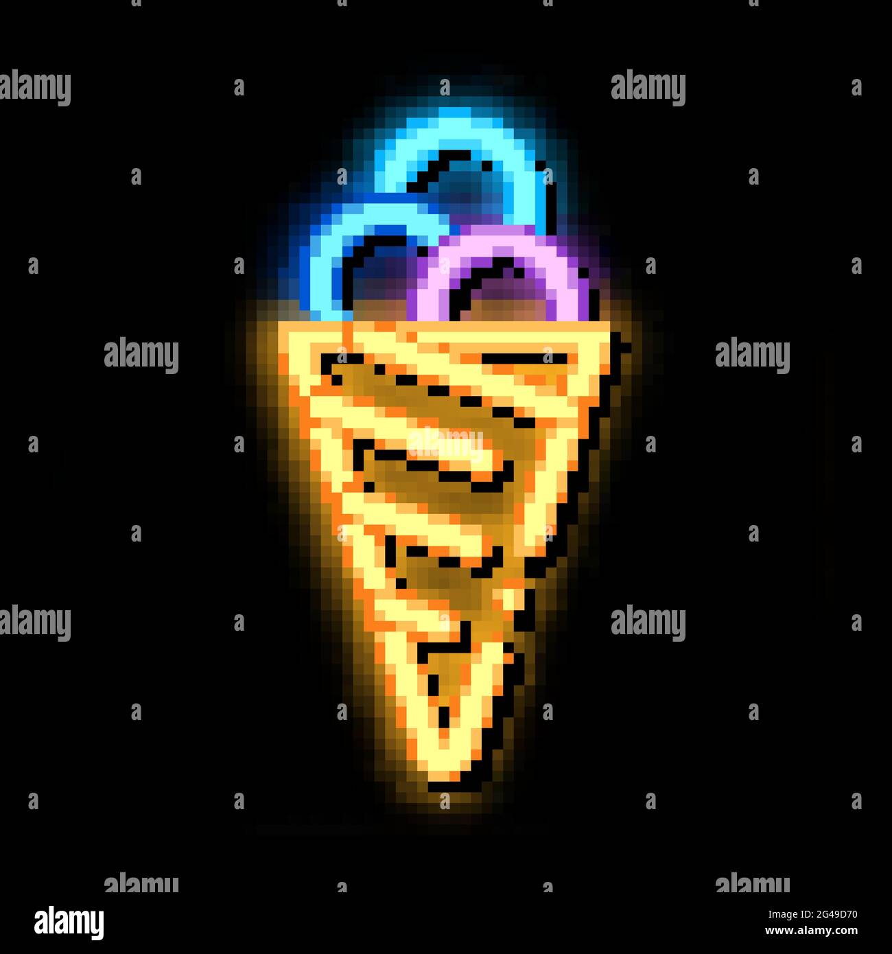 balls of ice cream in waffle cone neon glow icon illustration Stock ...