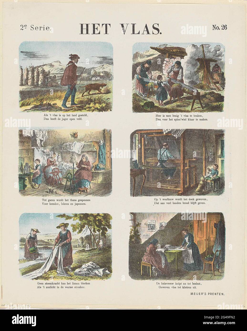 The flax; Meijer's prints. Leaf with 6 performances about the renovation and processing of flax