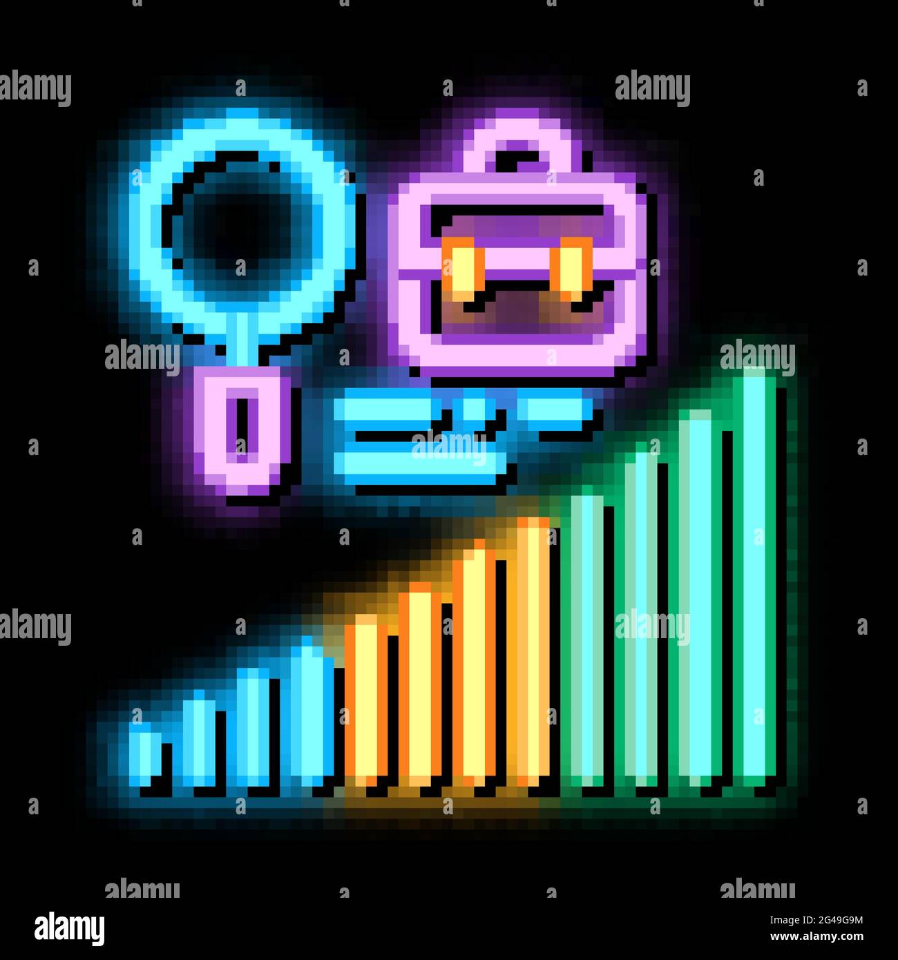 career advancement research neon glow icon illustration Stock Vector ...