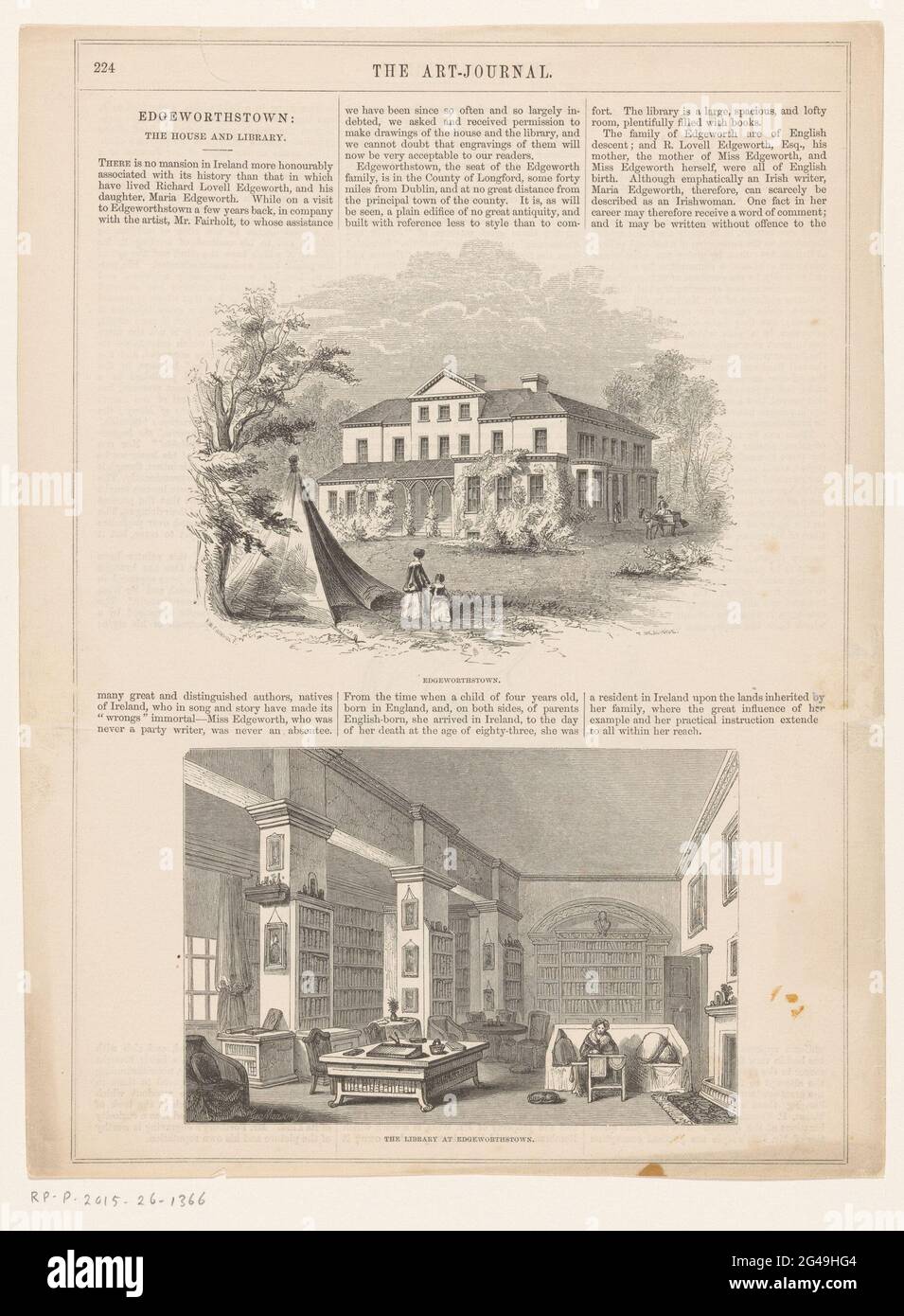 View of Edgeworth Stown and interior of the library; Edgeworthstown ...