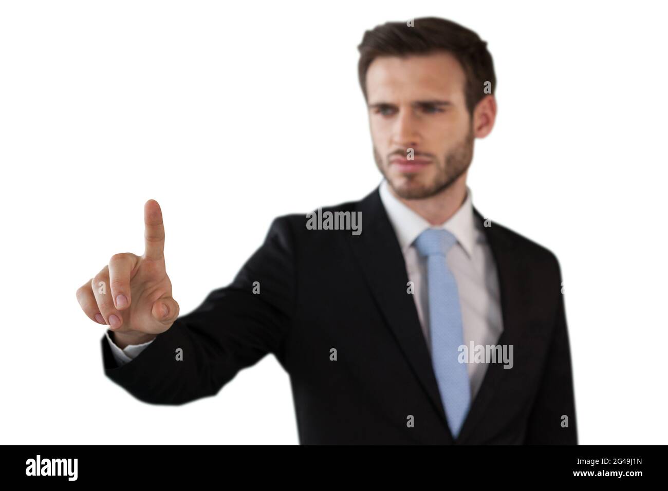 Businessman working on invisible interface Stock Photo