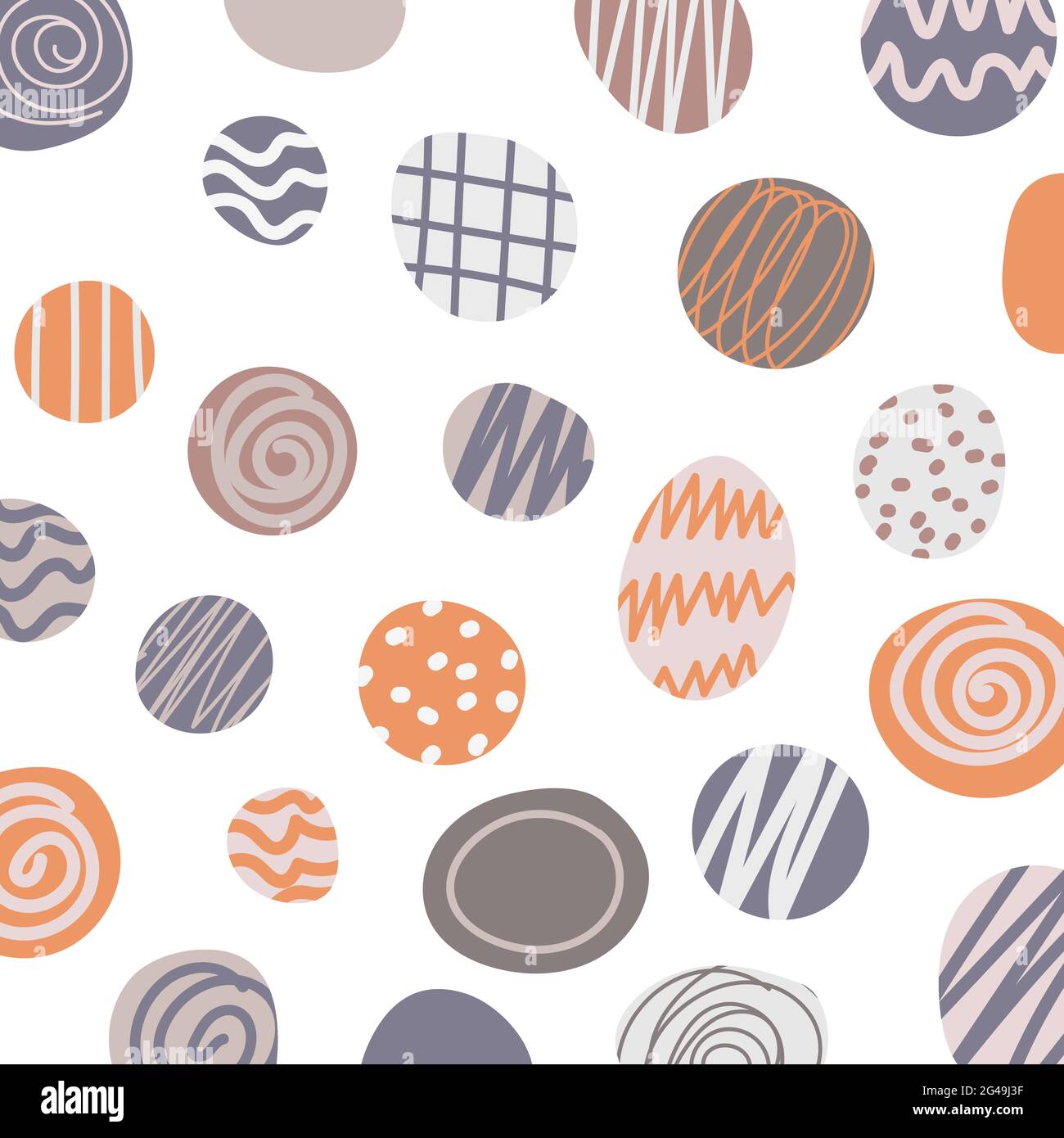 Abstract hand drawn circles with line striped pattern on white background. Vector illustration Stock Vector