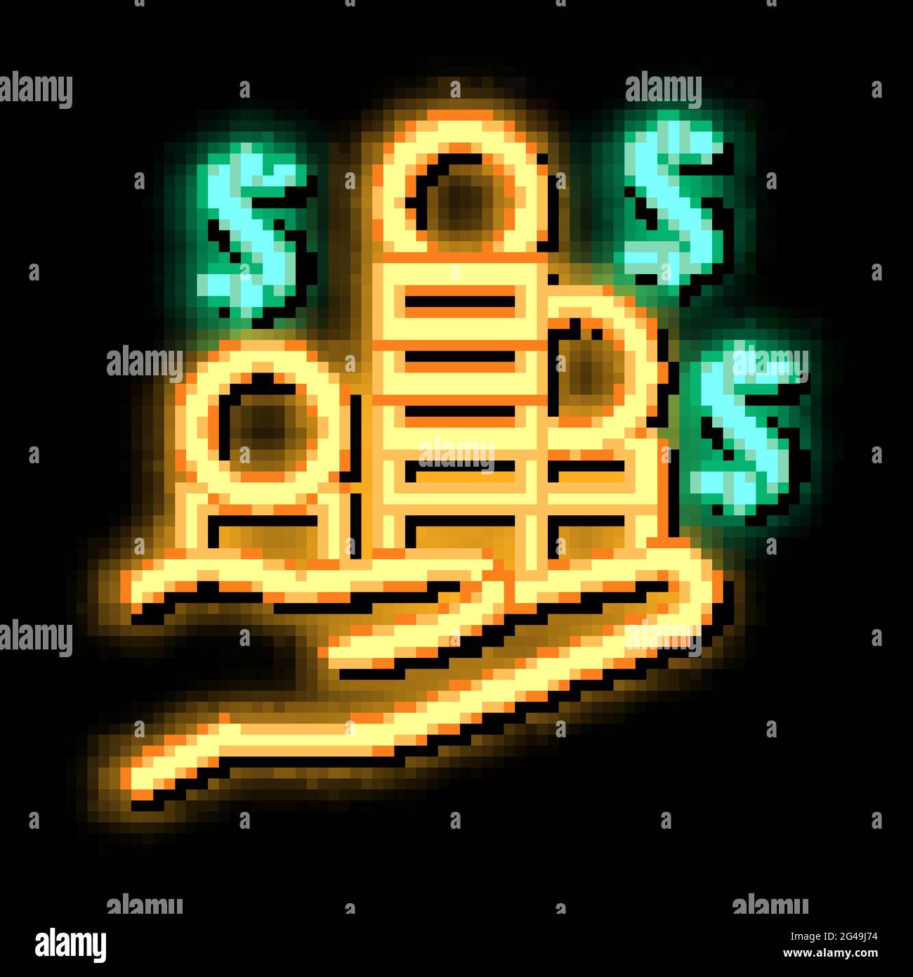 stacks of gold coins money neon glow icon illustration Stock Vector ...