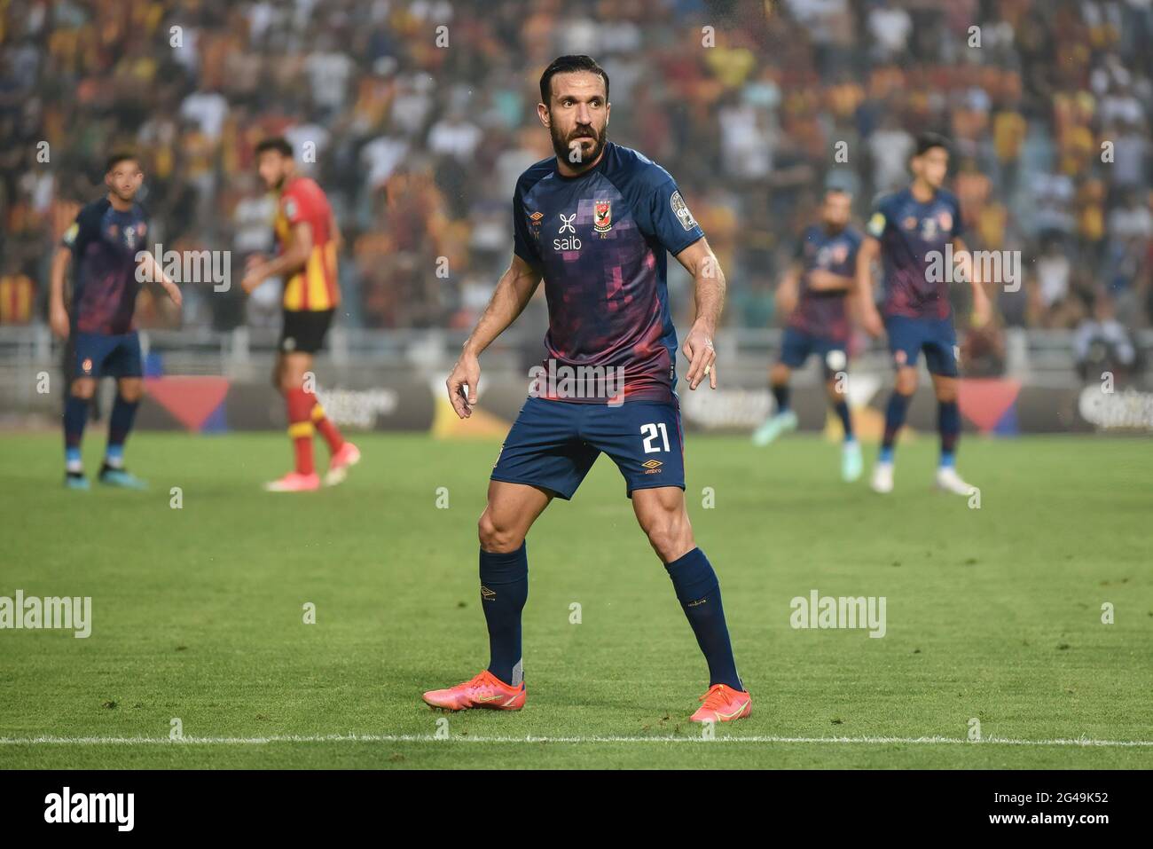 Tunis, Tunisia. 19th June, 2021. Ali Maaloul in action during the first leg CAF champions league semi-final football match between Tunisia's Esperance Sportive de Tunis and Egypt's al-Ahly at the Olympic Stadium in Rades. (Final score; Esperance sportive 0: 1 Egypt's al-Ahly). (Photo by Jdidi wassim/SOPA Images/Sipa USA) Credit: Sipa USA/Alamy Live News Stock Photo