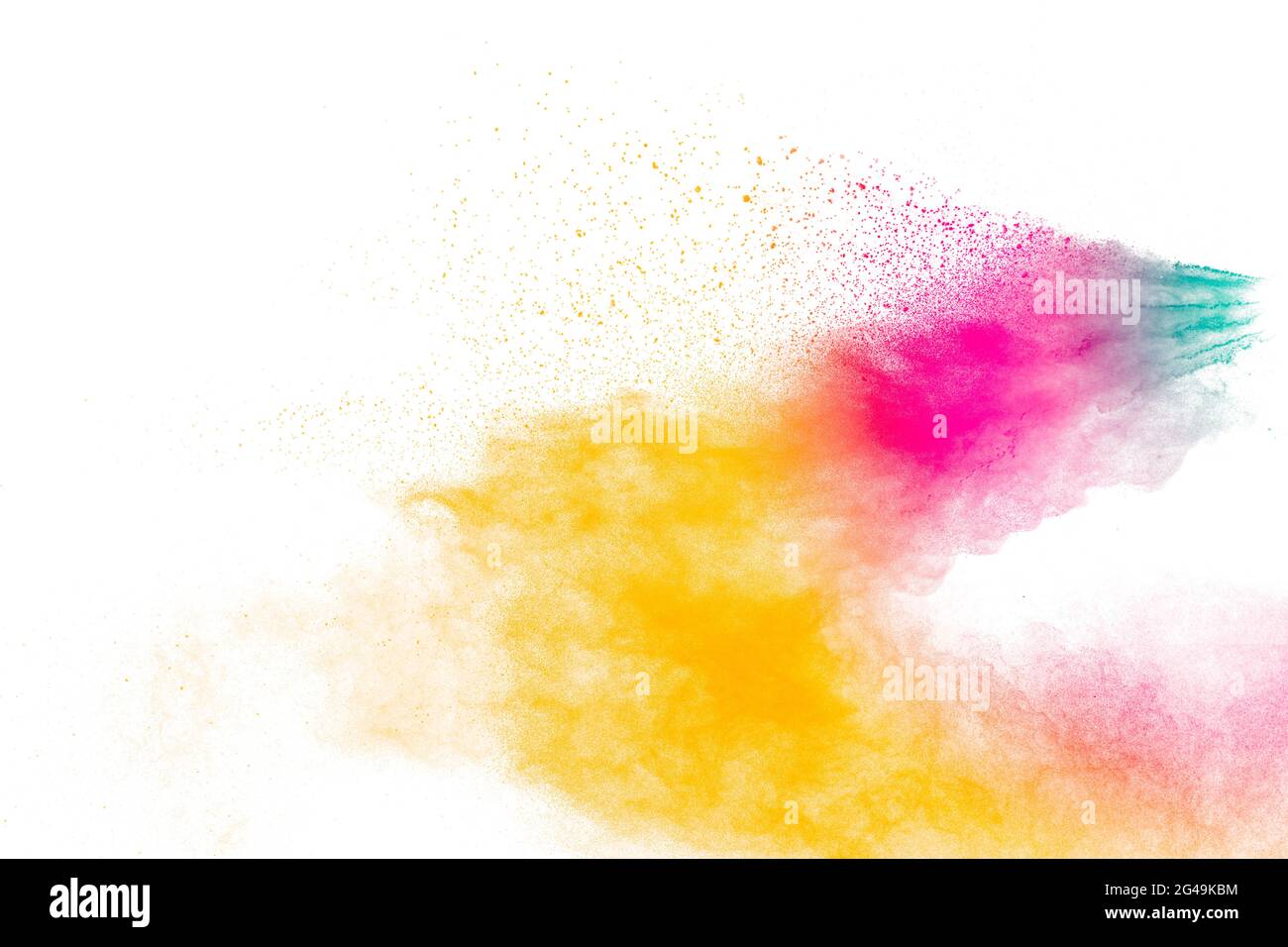 Set of variant color powder explosion on white background.Colorful dust explode. Stock Photo