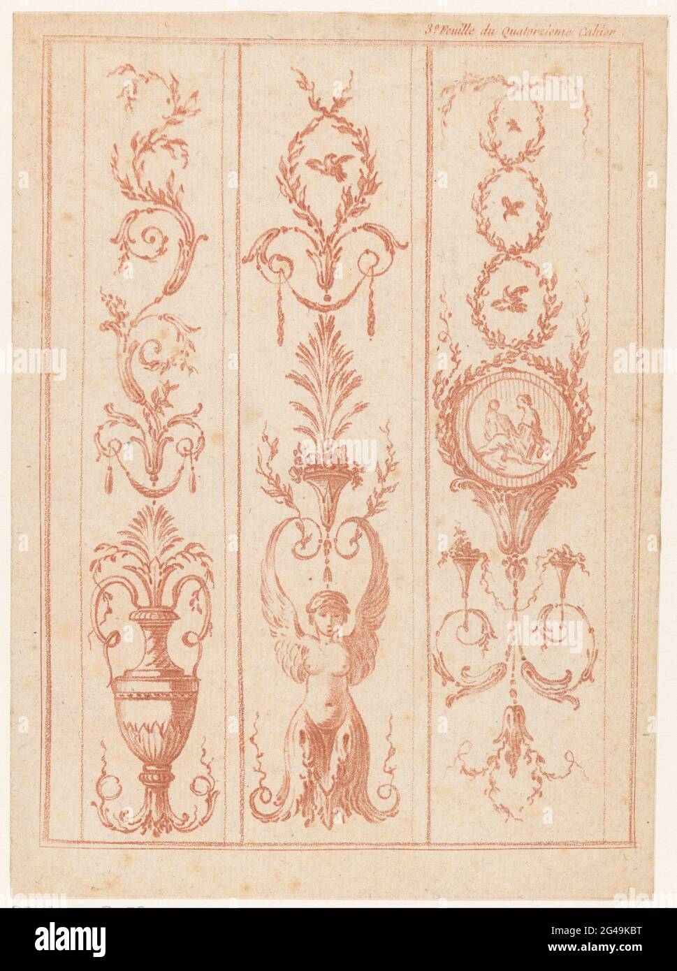 Three panels with arabes; Quatorzieme Cahier des Arabesques. Three ...