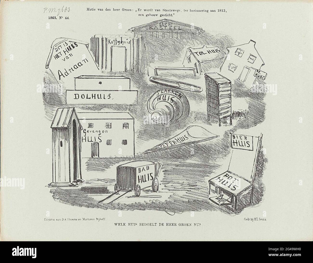 Cartoon on the motion of green of Prinsterer, 1863; Which house 