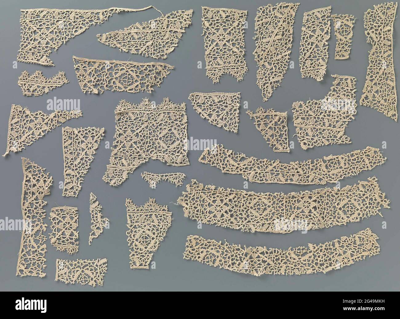 Fragments crocheted lace with reticella motifs. 31 Fragments Irish ...