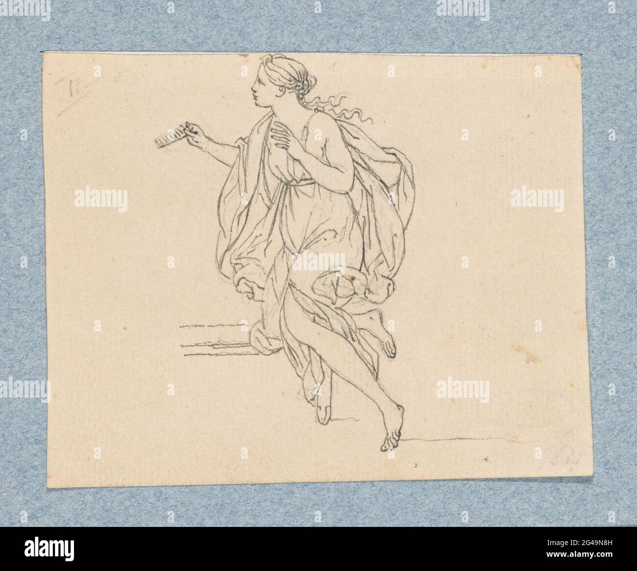 Kneeling woman with comb (in box with 43 drawings Stock Photo - Alamy
