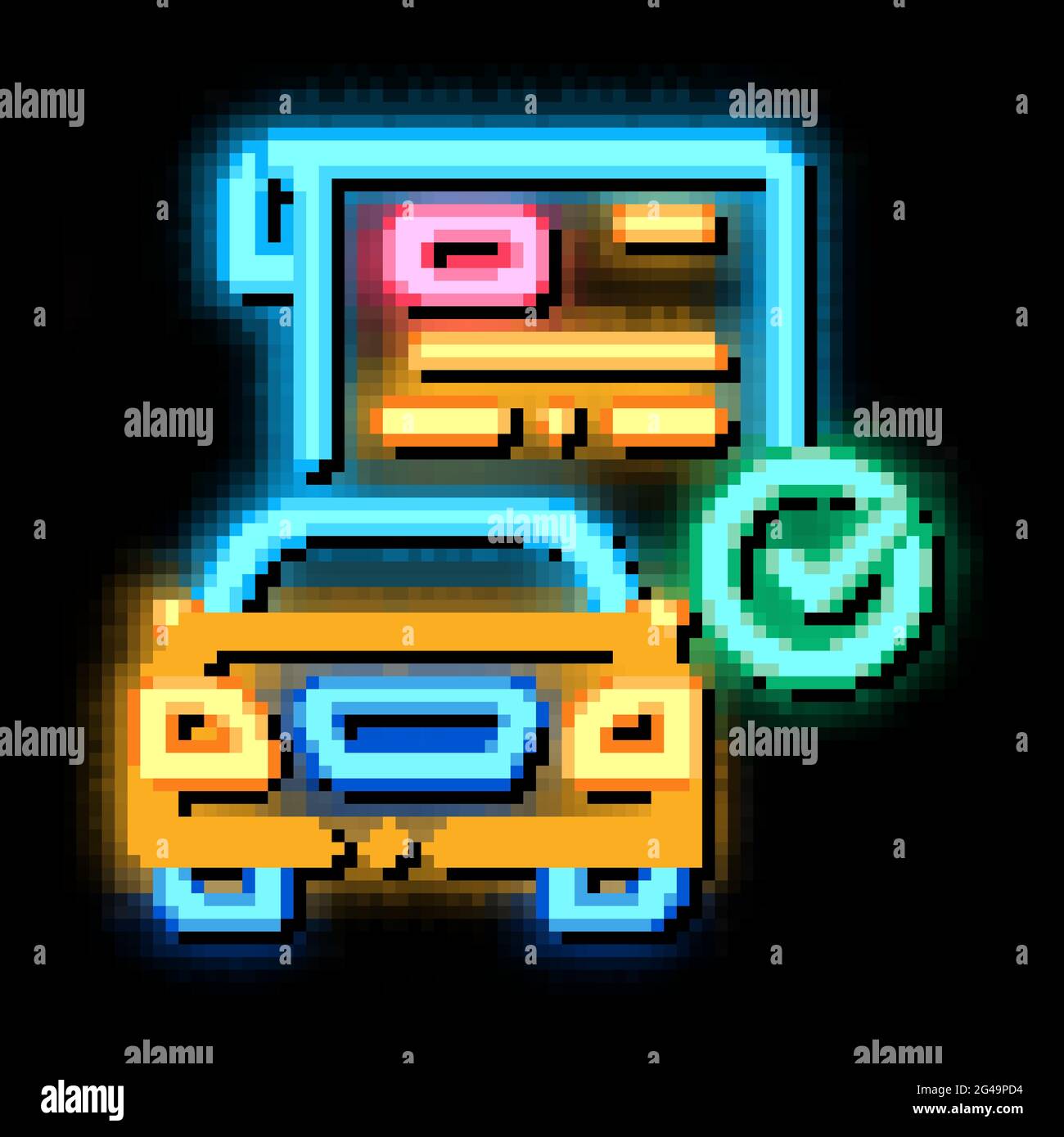 checked documents for car neon glow icon illustration Stock Vector