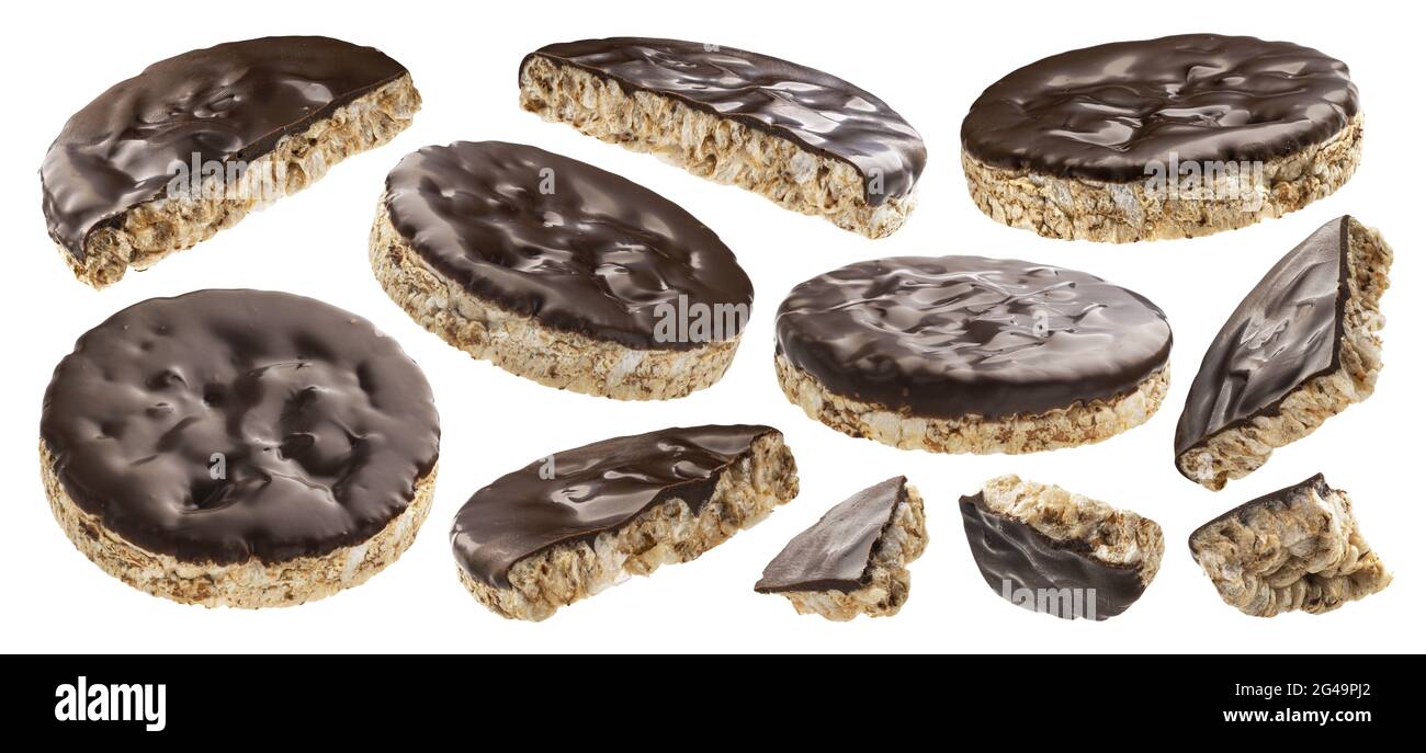 Chocolate rice cakes isolated on white background with clipping path Stock Photo