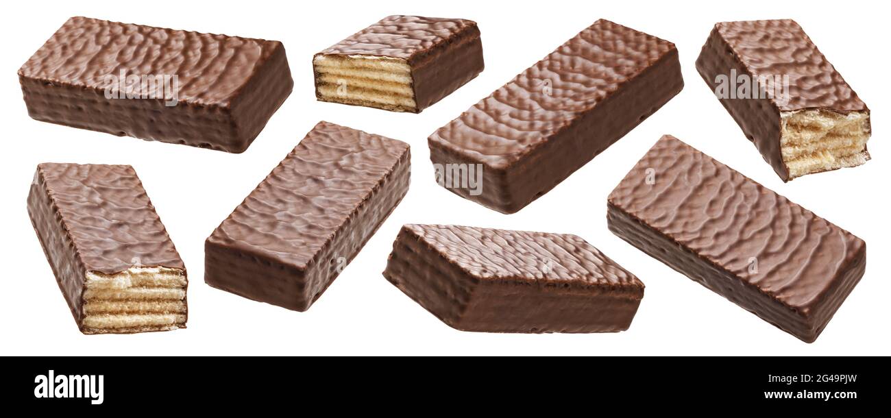 Waffle chocolate bar isolated on white background Stock Photo