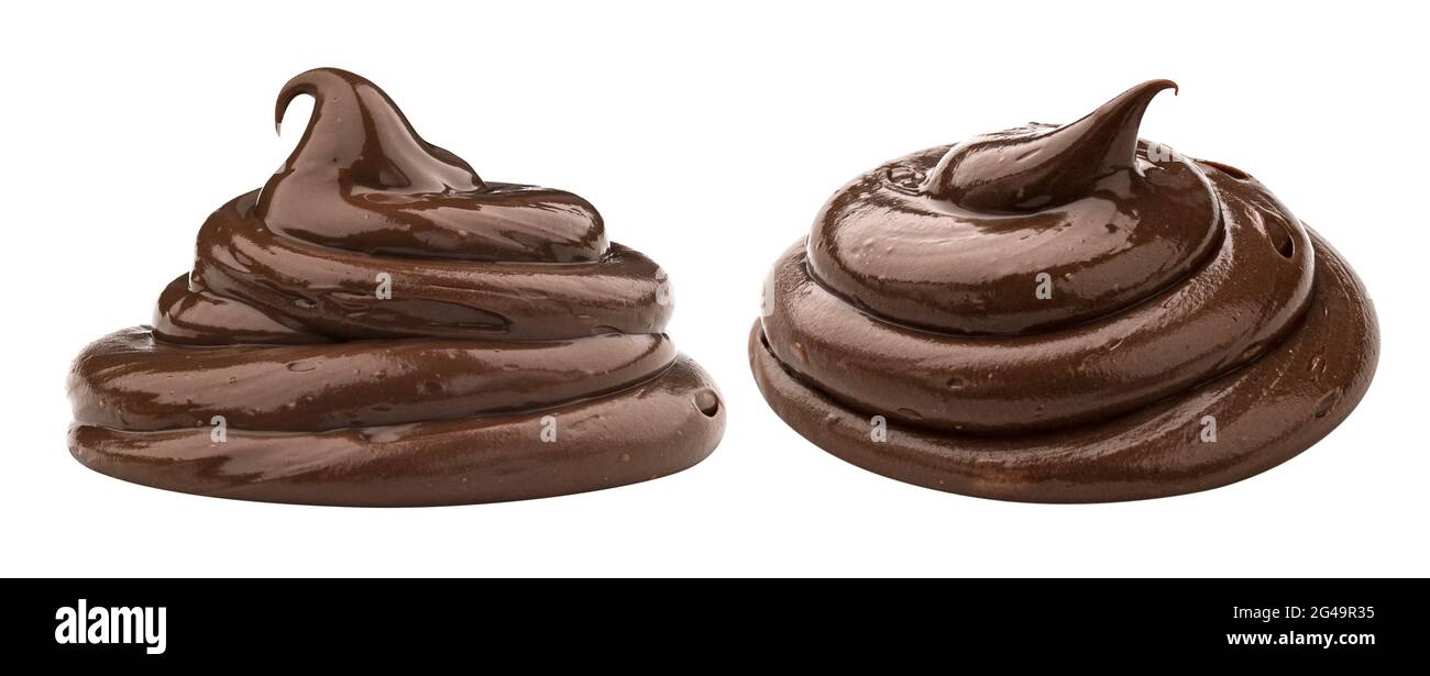 Swirl of chocolate cream isolated on white background Stock Photo