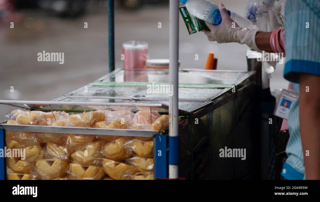 Street Food Vendor Push Cart Bangkok Thailand Stock Photo